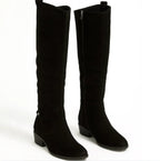 Knee-High Boots Suede Beige Women's Block Heel Slouch – Casual, Office, Holiday, Gift
