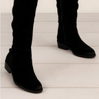 Knee-High Boots Suede Beige Women's Block Heel Slouch – Casual, Office, Holiday, Gift