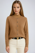 Knit Button Cardigan Women's Camel Long Sleeve – Casual, Office, Layering, Gift · Werune