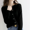Knit Button Cardigan Women's Camel Long Sleeve – Casual, Office, Layering, Gift · Werune