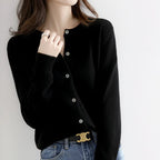 Knit Button Cardigan Women's Camel Long Sleeve – Casual, Office, Layering, Gift · Werune