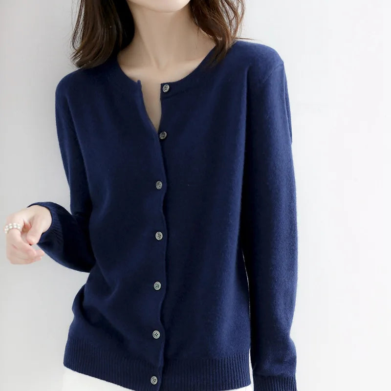 Knit Button Cardigan Women's Camel Long Sleeve – Casual, Office, Layering, Gift · Werune