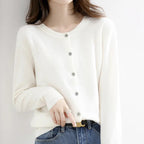 Knit Button Cardigan Women's Camel Long Sleeve – Casual, Office, Layering, Gift · Werune