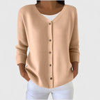 Knit Cardigan Green Women's V-Neck Button-Up Long Sleeve – Casual, Office, Everyday Layering