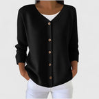 Knit Cardigan Green Women's V-Neck Button-Up Long Sleeve – Casual, Office, Everyday Layering