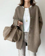 Knit Cardigan Oversized Women's Button-Up Long Sleeve – Casual, Office, Autumn Layering, Gift