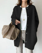 Knit Cardigan Oversized Women's Button-Up Long Sleeve – Casual, Office, Autumn Layering, Gift