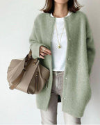 Knit Cardigan Oversized Women's Button-Up Long Sleeve – Casual, Office, Autumn Layering, Gift
