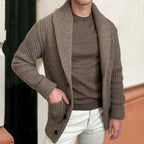 Knit Cardigan Ribbed Shawl Collar Men's – Casual, Office, Holiday, Gift · Werune