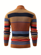 Knit Cardigan Striped Shawl Collar Men's Button-Up Sweater – Casual, Office, Holiday, Gift