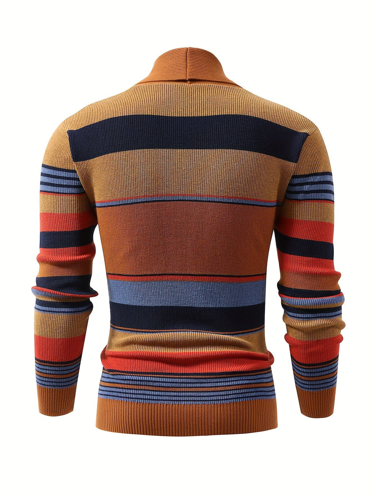 Knit Cardigan Striped Shawl Collar Men's Button-Up Sweater – Casual, Office, Holiday, Gift