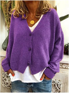 Knit Cardigan V-Neck Button-Up Women's Green – Casual, Office, Holiday, Gift · Werune