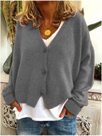 Knit Cardigan V-Neck Button-Up Women's Green – Casual, Office, Holiday, Gift · Werune