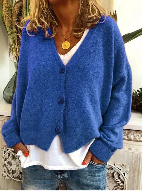 Knit Cardigan V-Neck Button-Up Women's Green – Casual, Office, Holiday, Gift · Werune