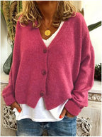 Knit Cardigan V-Neck Button-Up Women's Green – Casual, Office, Holiday, Gift · Werune