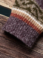 Knit Cardigan Women's Blue Aztec Pattern Button-Front V-Neck Sweater – Casual, Autumn, Office, Gift