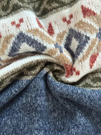Knit Cardigan Women's Blue Aztec Pattern Button-Front V-Neck Sweater – Casual, Autumn, Office, Gift
