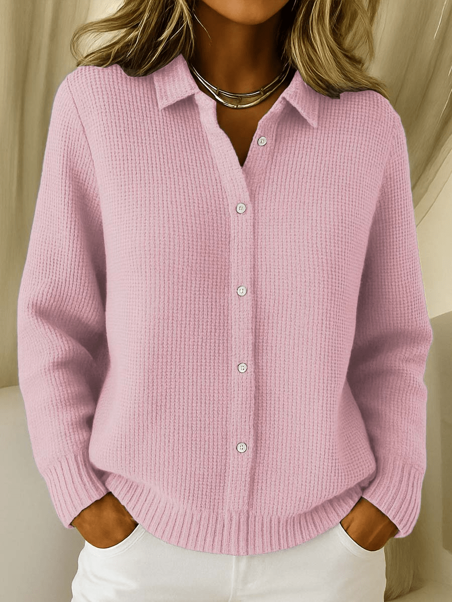 Knit Cardigan Women's Waffle Long Sleeve Button Front Light Blue Collared Sweater – Casual, Office, Gift
