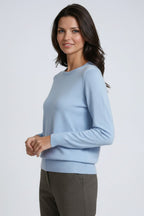 Knit Jumper Beige Women's Crew Neck Long Sleeve Textured Pullover – Casual, Office, Gift