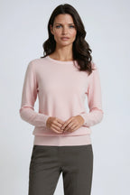 Knit Jumper Beige Women's Crew Neck Long Sleeve Textured Pullover – Casual, Office, Gift
