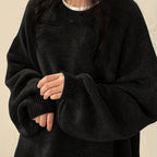 Knit Jumper Grey Oversized Women's Crew Neck Drop-Shoulder – Casual, Office · Werune