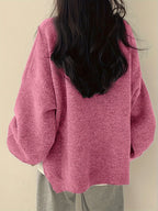 Knit Jumper Grey Oversized Women's Crew Neck Drop-Shoulder – Casual, Office · Werune