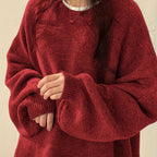Knit Jumper Grey Oversized Women's Crew Neck Drop-Shoulder – Casual, Office · Werune