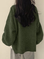 Knit Jumper Grey Oversized Women's Crew Neck Drop-Shoulder – Casual, Office · Werune