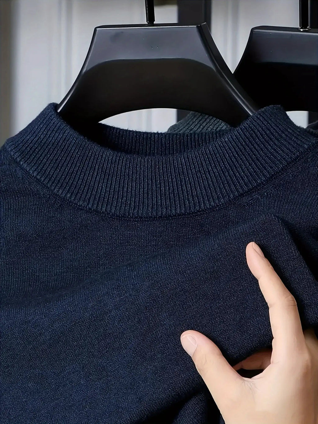 Knit Jumper Mock Neck Fleece-Lined Men's Pullover – Casual, Winter Warm Everyday Layering