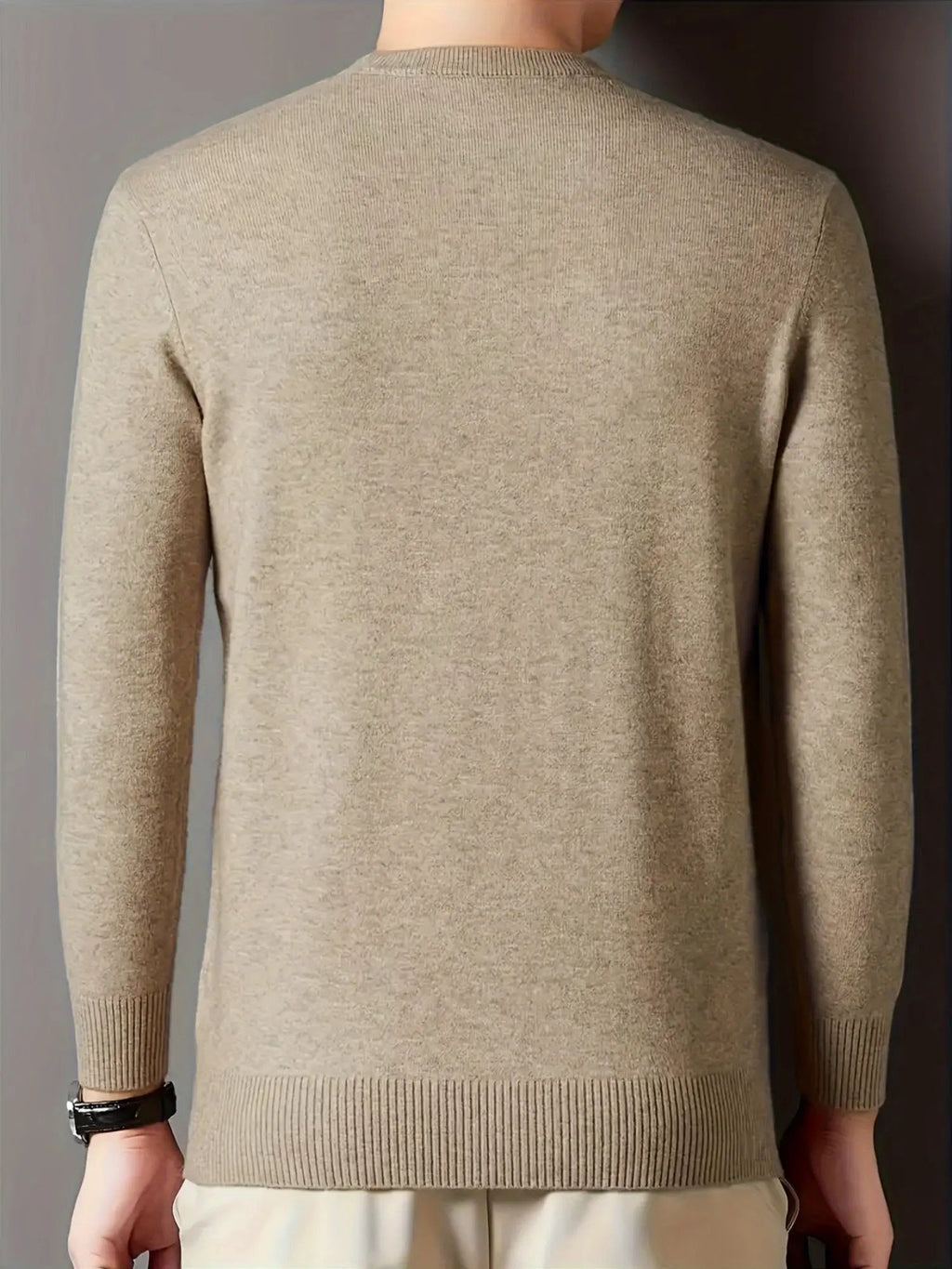 Knit Jumper Mock Neck Fleece-Lined Men's Pullover – Casual, Winter Warm Everyday Layering
