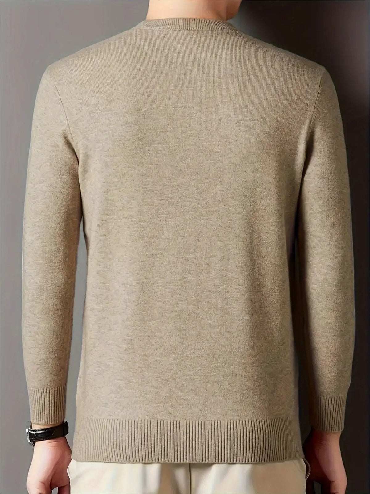 Knit Jumper Mock Neck Fleece-Lined Men's Pullover – Casual, Winter Warm Everyday Layering