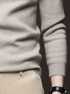 Knit Jumper Mock Neck Fleece-Lined Men's Pullover – Casual, Winter Warm Everyday Layering