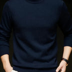 Knit Jumper Mock Neck Fleece-Lined Men's Pullover – Casual, Winter Warm Everyday Layering