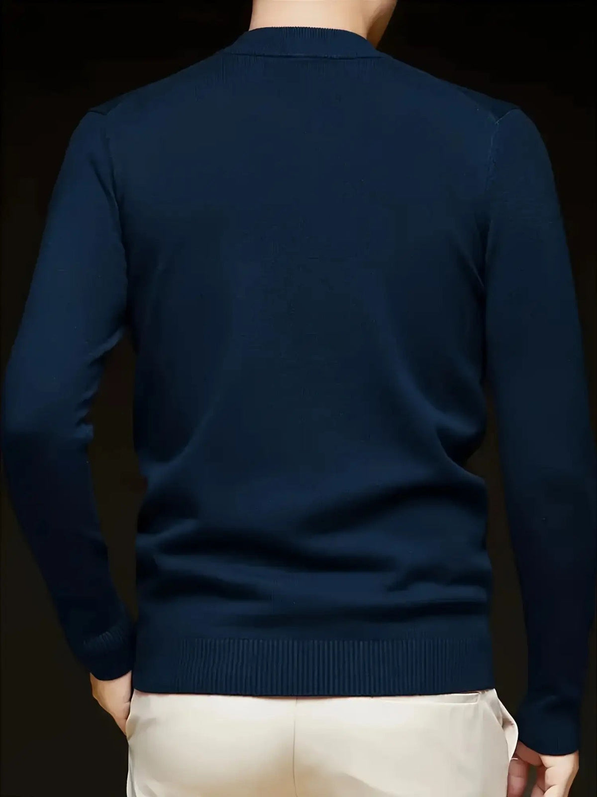 Knit Jumper Mock Neck Fleece-Lined Men's Pullover – Casual, Winter Warm Everyday Layering