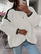 Knit Sweater Boat Neck Oversized Women's Long Sleeve Jumper – Casual, Office · Werune