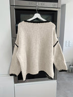 Knit Sweater Boat Neck Oversized Women's Long Sleeve Jumper – Casual, Office · Werune