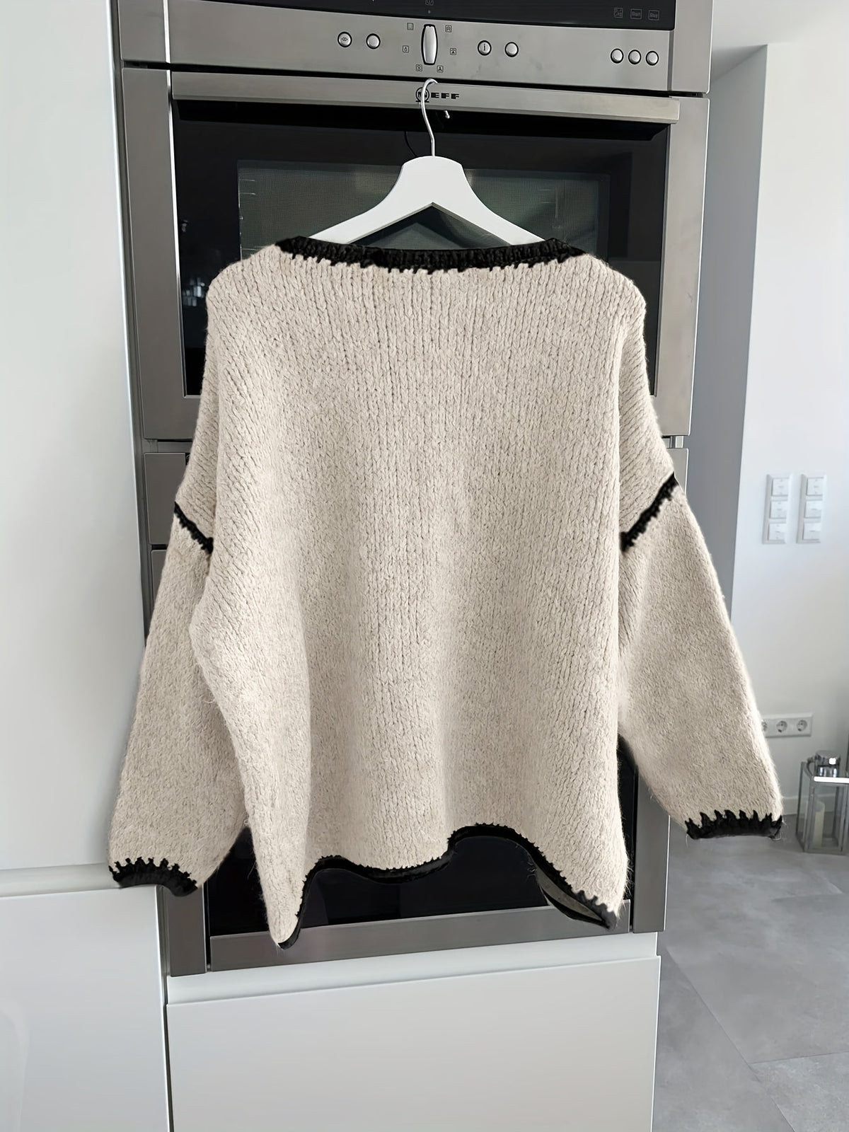 Knit Sweater Boat Neck Oversized Women's Long Sleeve Jumper – Casual, Office · Werune