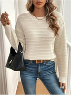 Knit Sweater Women's Bow-Detail V-Neck Long Sleeve Jumper – Casual, Office, Autumn Layering Gift