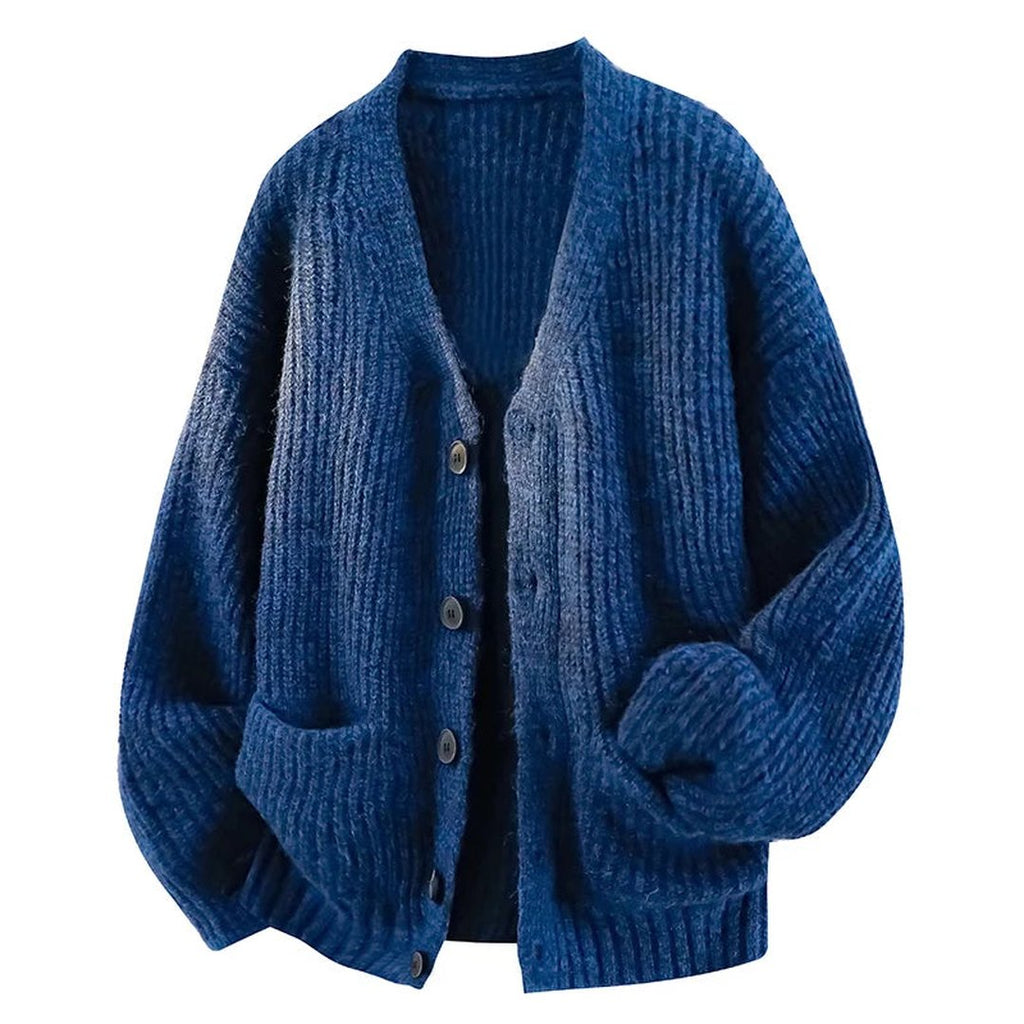 Knitted Cardigan Ribbed Green Women's V-Neck Button-Up – Casual, Office, Autumn, Gift