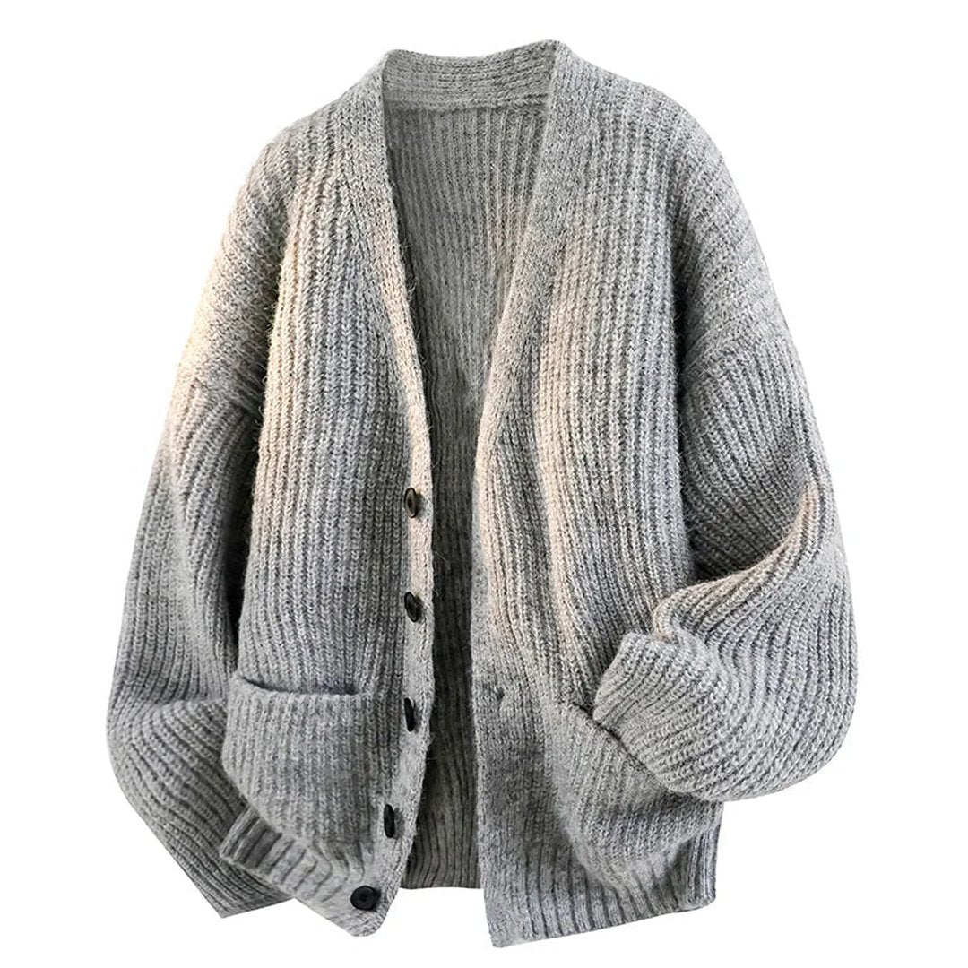 Knitted Cardigan Ribbed Green Women's V-Neck Button-Up – Casual, Office, Autumn, Gift