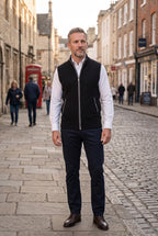 Knitted Gilet Black Full-Zip Stand Collar Men's Sleeveless Cardigan – Casual, Office