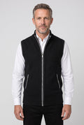 Knitted Gilet Black Full-Zip Stand Collar Men's Sleeveless Cardigan – Casual, Office