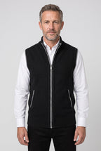 Knitted Gilet Black Full-Zip Stand Collar Men's Sleeveless Cardigan – Casual, Office