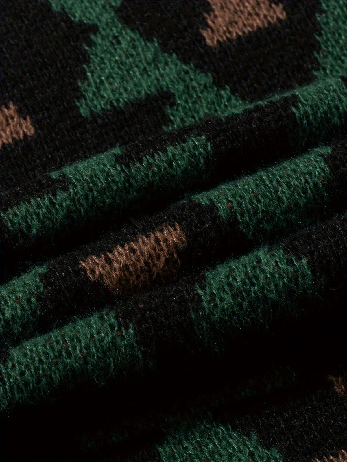 Knitted Jumper Aztec Geometric Green Brown Men's Crew Neck Pullover – Casual, Autumn Winter Wear
