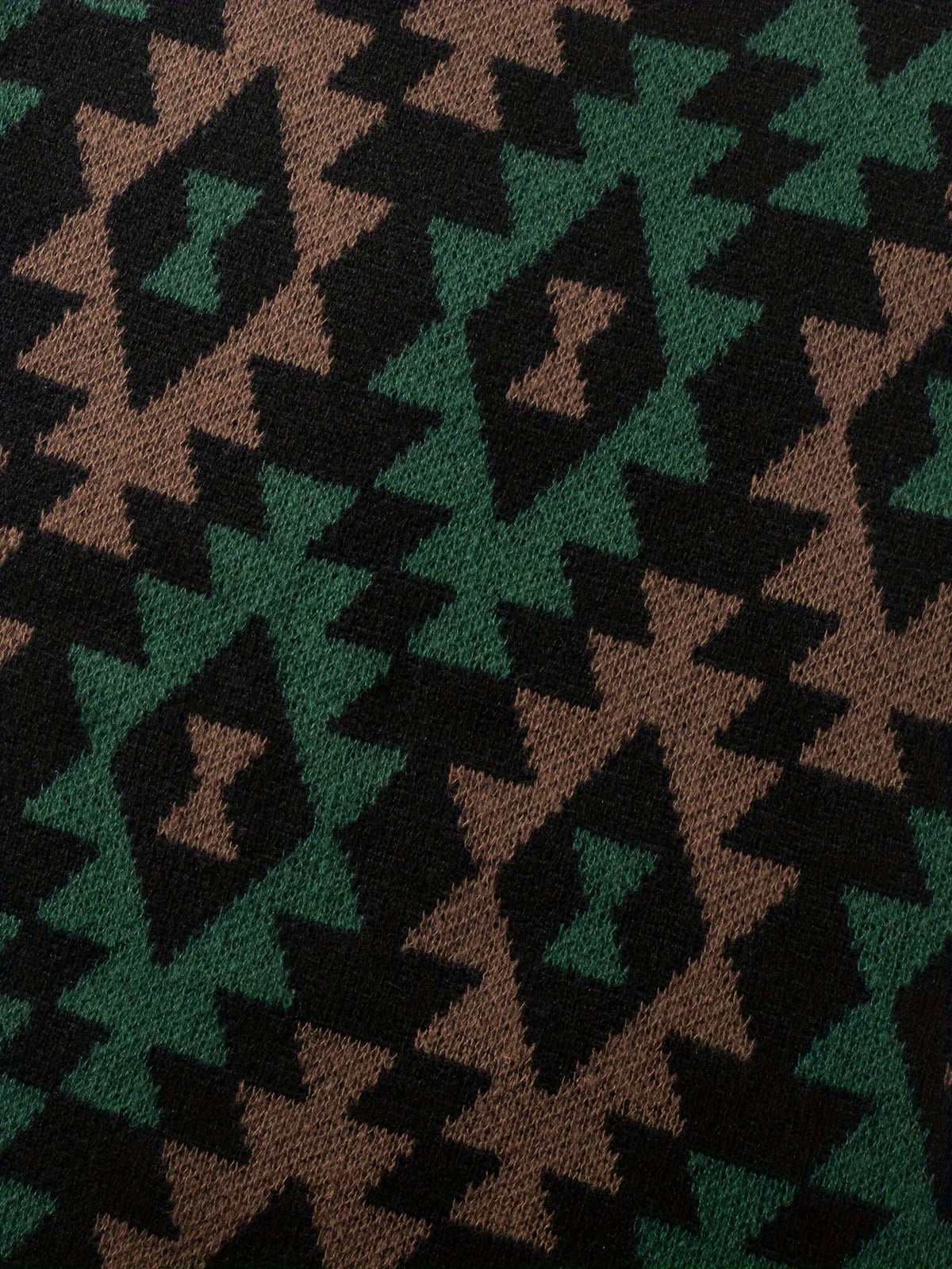 Knitted Jumper Aztec Geometric Green Brown Men's Crew Neck Pullover – Casual, Autumn Winter Wear