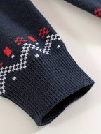 Knitted Jumper Fair Isle Snowflake Pattern Navy Men's Crew Neck – Casual, Christmas, Winter, Holiday Gift