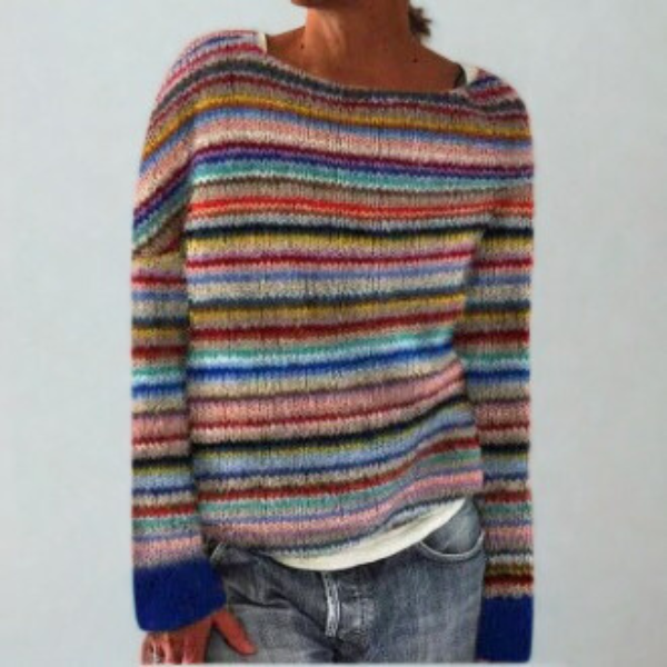 Knitted Jumper Green Navy Fair Isle Women's – Casual, Winter Layering, Cosy Everyday Wear