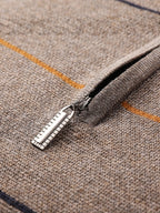 Knitted Quarter-Zip Jumper Striped Brown Men's Long Sleeve Pullover – Casual, Office, Gift