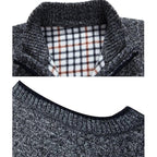 Knitted Vest Men's Grey Fleece-Lined Stand Collar Zip Gilet – Casual, Autumn Layering