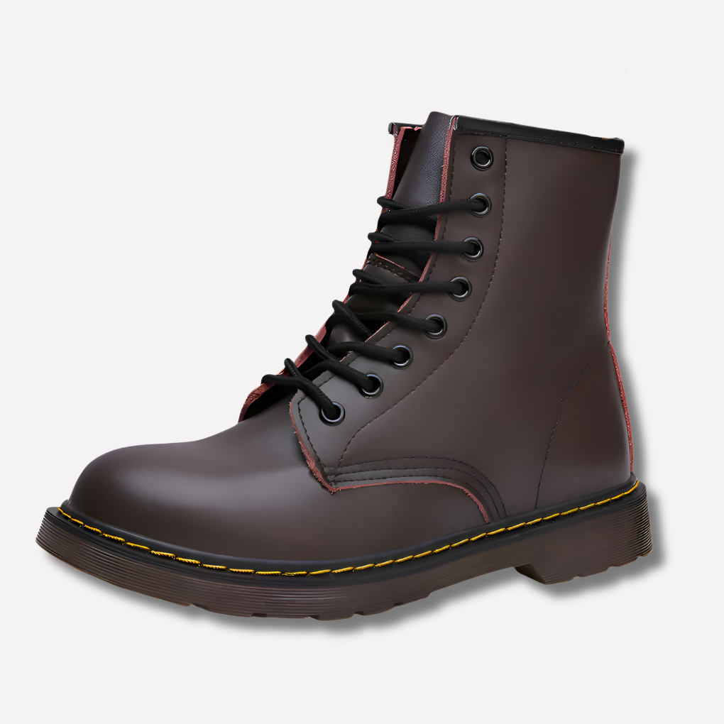 Lace-Up Ankle Boots Leather Block Heel Brown Women's – Casual, Office, Holiday, Gift